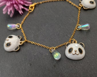 Bracciale Regolabile Con Ciondolo Panda | Gioiello Simpatico In Rame Per Amanti Dei Panda | Con Sacchetto In Velluto - 3
