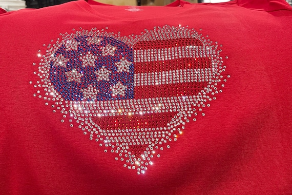 Flag Rhinestone Shirt Short Sleeve