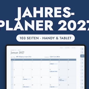 Planer 2027 PDF digital, datierter Jahresplaner, Wochenplaner, Monatsplaner, Habit Tracker, Budget, GoodNotes, Handy & Tablet
