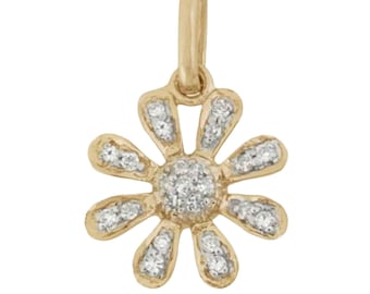 May include: A gold daisy charm with small diamonds set in the petals and center.