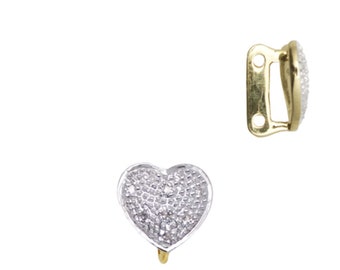 14k Solid Gold and Pave White Diamond Heart Separator