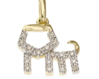 14k Gold White Diamond Lion Charm Pendant, Fine Jewelry Supplies