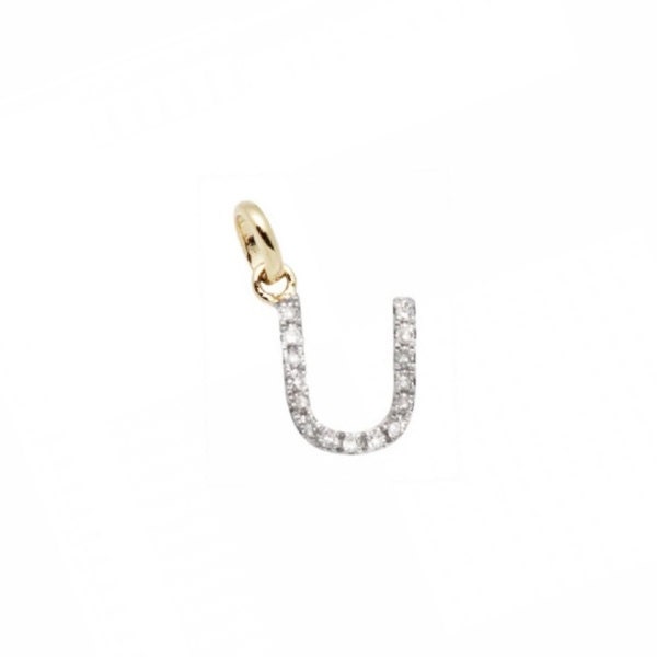 14 k or massif et diamant initiale charme - lettre U - 8mm - parfait ! 14 k or massif et diamant initiale charme - lettre lettre - U - 8mm - parfait ! f7cbd5