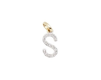 14k SOLID Gold and Diamond Initial Charm - Letter S - 8mm - Perfect!