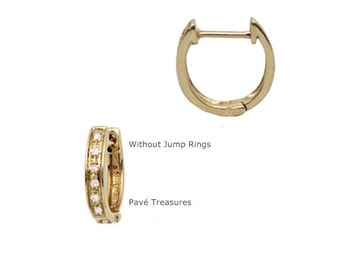 18K Yellow Gold & White Diamond Huggie Earrings, 18k Gold Mini Hoop Earrings Sold as a Pair, White Diamond Huggie Earrings