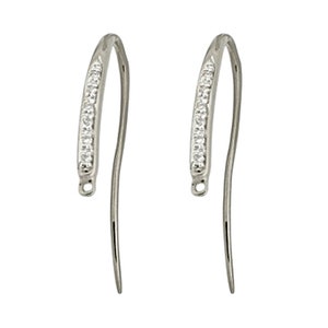 18k Solid Gold White Diamond Ear Wires / Pave White Diamond in 18k Solid Gold Ear Wires / 18k Diamond Ear Wires Sold as a Pair / Elegant image 2