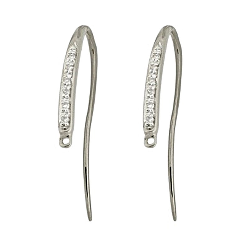 18k Solid Gold White Diamond Ear Wires / Pave White Diamond in 18k Solid Gold Ear Wires / 18k Diamond Ear Wires Sold as a Pair / Elegant image 2
