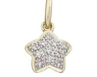 14k Gold Diamond Star Charm, Diamond Celestial Star Charm