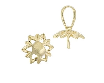 18k SOLID Yellow Gold Star Pearl Cup Pendant, Perfect for a Precious Pearl or Bead on a Minimal Necklace!