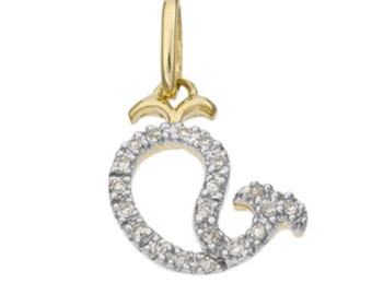 14k Gold and White Diamond Whale Charm