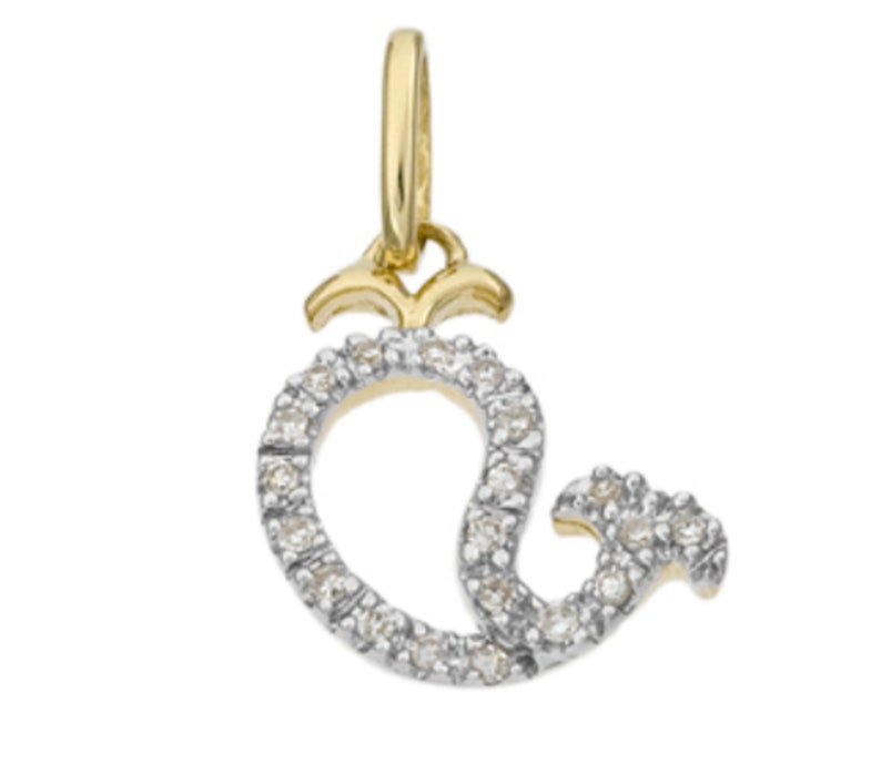 14k Gold and White Diamond Whale Charm image 1