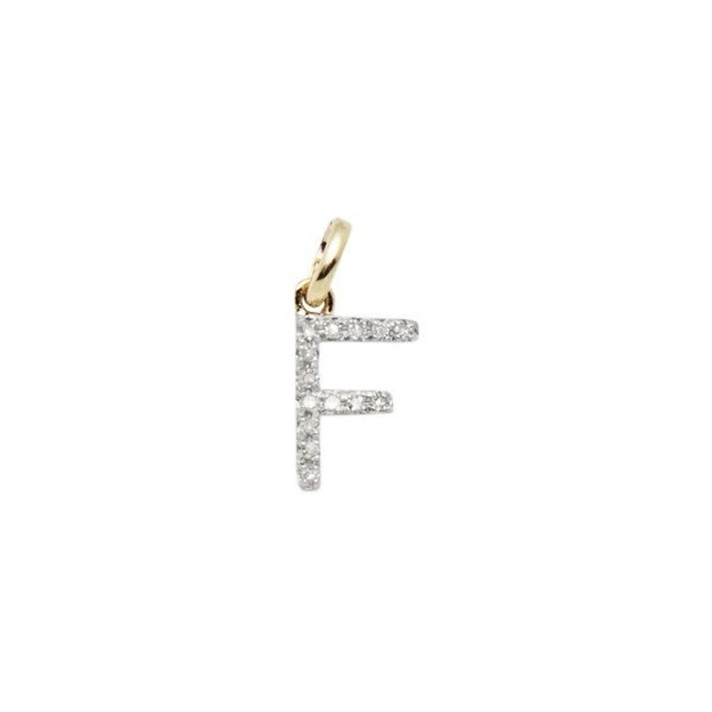 Perfect! Letter F 8mm 14k SOLID Gold and Diamond Initial Charm