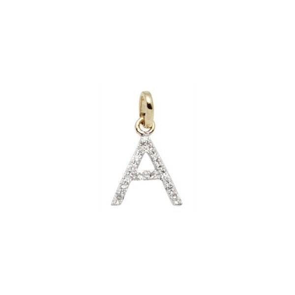 14k charme Initial en or massif et diamant - lettre A - 8mm - 14k diamant pousser présent 14k charme charme 14k Initial en or massif et diamant - lettre A - 8mm - 14k diamant pousser présent cd01b5