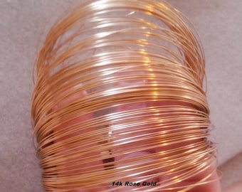 28 Gauge 14k SOLID Rose, Yellow or White Gold Round Wire, 100% Recycled Made in USA, 3 Feet Soft or Half Hard Wire, 28GA wire, 28G wire