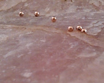 Solid 14k Rose Gold Seamless Round Spacer Beads, Medium Weight Walled Ball Beads