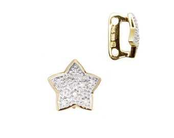 14k Solid Gold and Pave White Diamond Star Separator