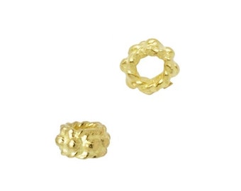 18k Solid Yellow Gold Handmade Bali Style Rondelle Spacer Beads / Truly Beautiful / Truly Unique / Organic Look