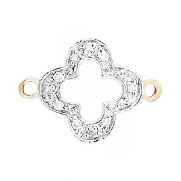 14k Solid Gold and Pave Diamond Clover Flower Connector - Yellow, Rose or White 14k Gold - Just Beautiful!