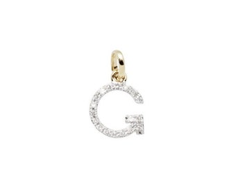 14k SOLID Gold and Diamond Initial Charm - Letter G - 8mm - Perfect!
