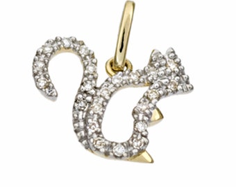 14k Gold and White Diamond Squirrel Charm