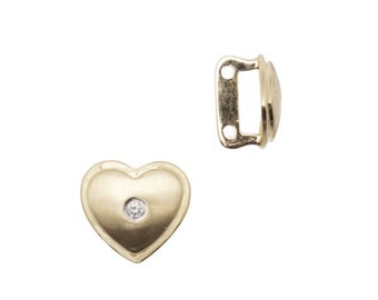 14k Solid Gold and White Diamond Heart Separator- Heartbeat!