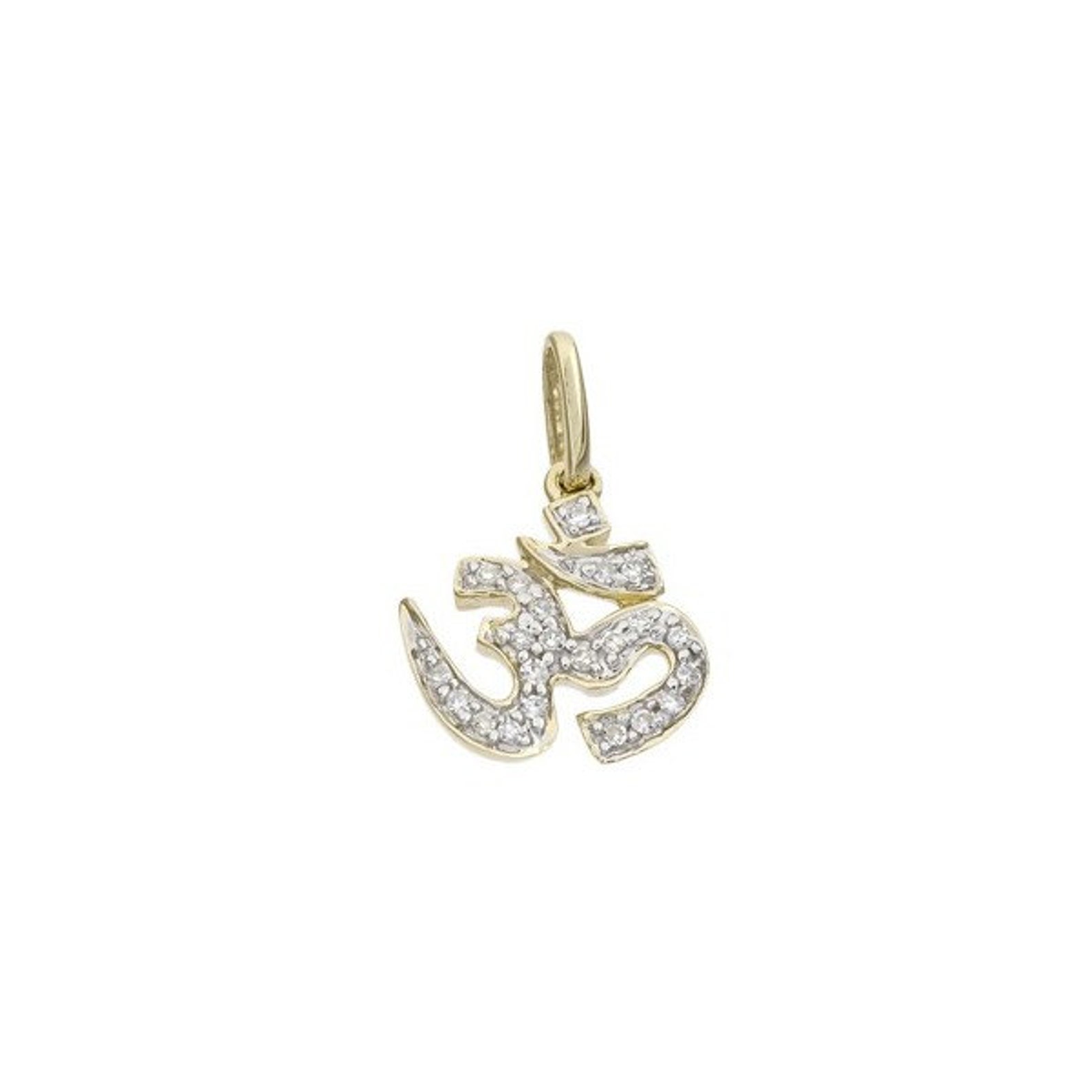 14k Solid Gold and Pave Diamond OM Pendant Charm Magical and Etsy
