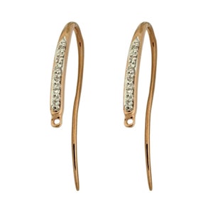 18k Solid Gold White Diamond Ear Wires / Pave White Diamond in 18k Solid Gold Ear Wires / 18k Diamond Ear Wires Sold as a Pair / Elegant image 3
