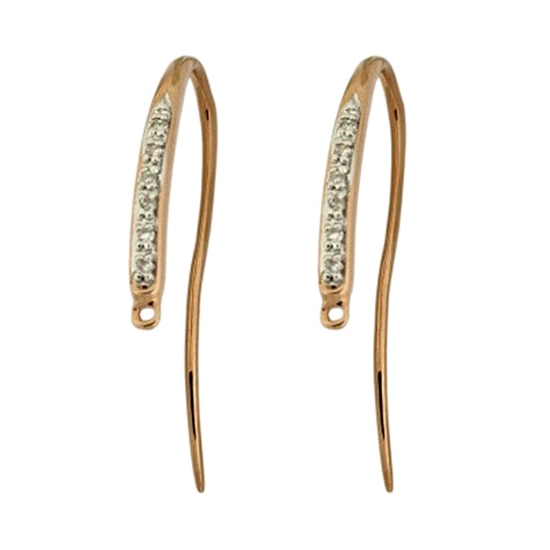 18k Solid Gold White Diamond Ear Wires / Pave White Diamond in 18k Solid Gold Ear Wires / 18k Diamond Ear Wires Sold as a Pair / Elegant image 3