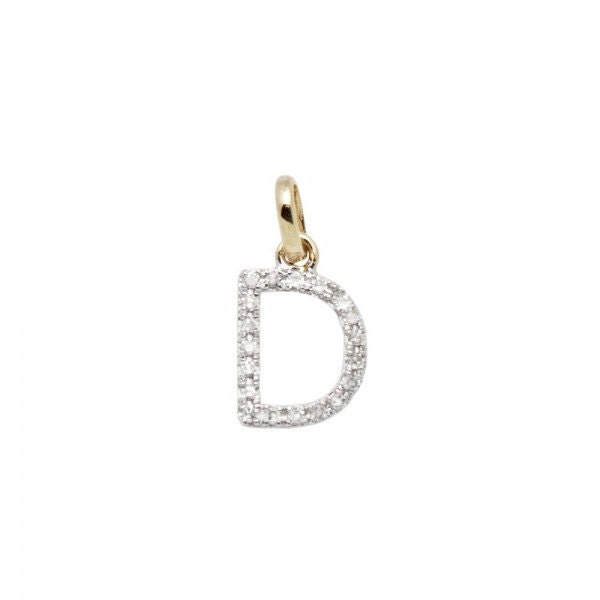 14 k or massif et diamant initiale charme - lettre D - 8mm - parfait ! 14 k or massif et et massif diamant initiale charme - lettre D - 8mm - parfait ! 0a3c83