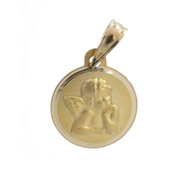 14k Gold Angel Disc Charm Pendant 14k Gold Angel Disc Charm Pendant