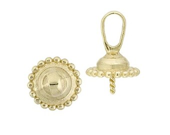 18k SOLID Yellow Gold Pearl Cup, Perfect for a Precious Pearl or Bead on a Minimal Necklace!