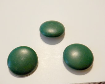 3 Large Green Rounded Top - Post Buttons - 28mm  x 10 mm - Vintage buttons - concave backs
