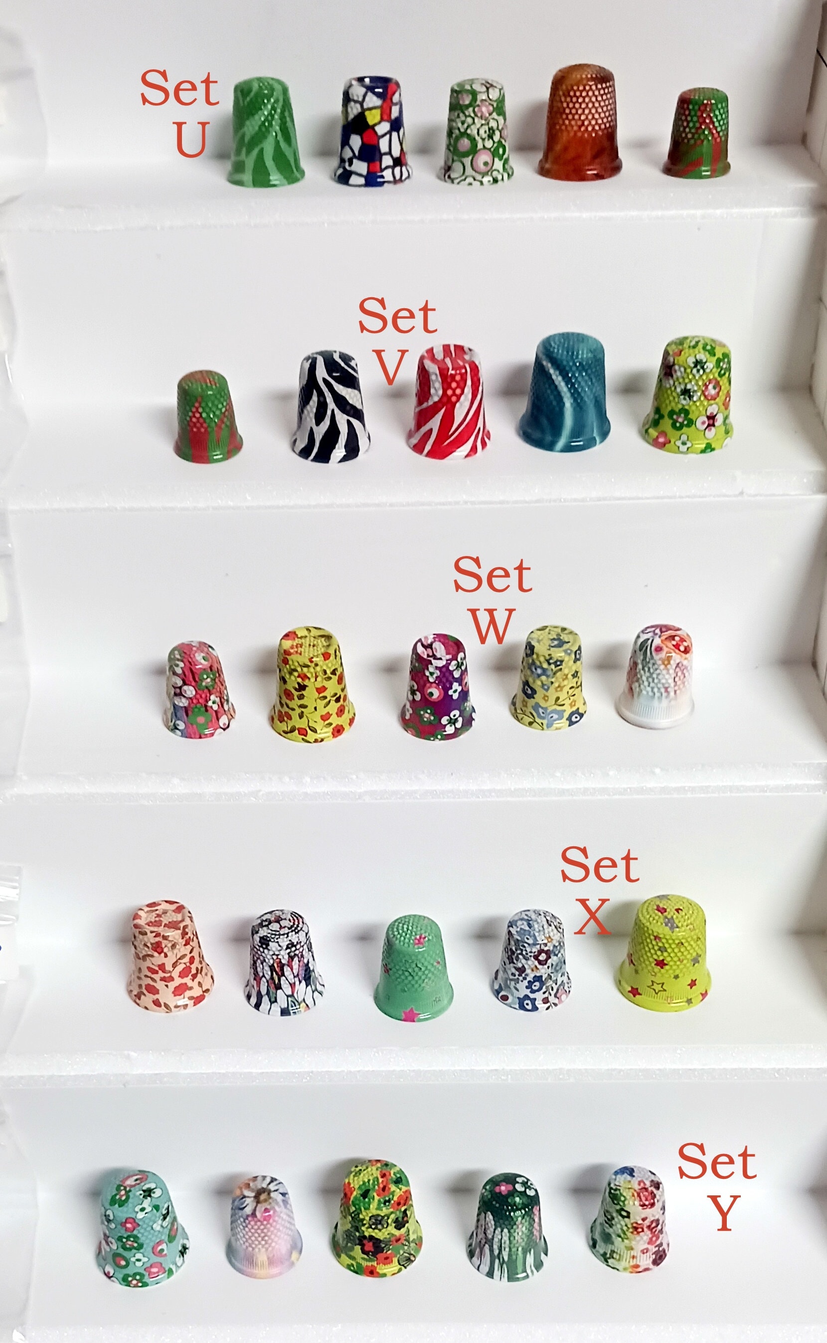 Set of 5 Thimbles Collectable Thimbles Metal Floral Etsy