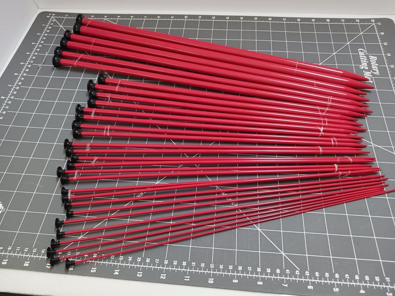 Knitting Needles 15 to 19 long Jumbo Aluminum Single Point 2mm to 15mm image 3