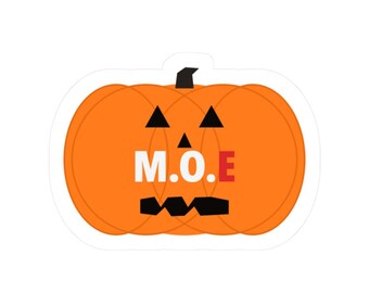 Halloween Sticker M.O.E Jack O Lantern Die Cut Spooky Pumpkin Gym Sticker Trick or Treat Laptop Decal
