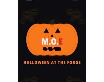 Halloween Poster M.O.E Jack O Lantern Gym Wall Art Spooky Pumpkin Decor Haunted Home Gym Halloween Art