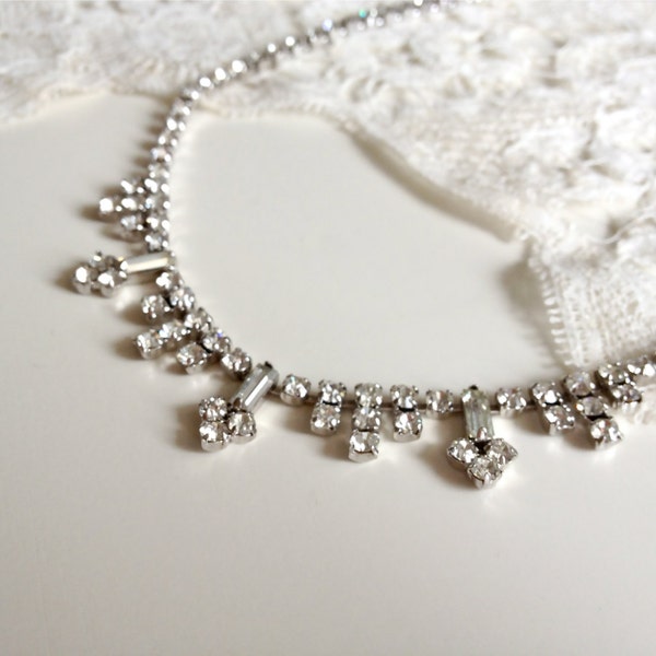 Vintage 1950's Rhinestone Necklace, Bridal Necklace, Vintage Jewellery.