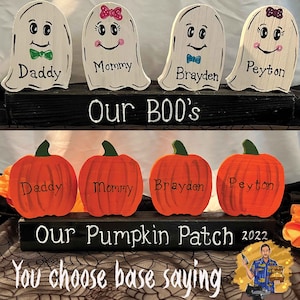 Personalized Halloween Decor - Shelf Sitter Decor - Ghosts - Pumpkins