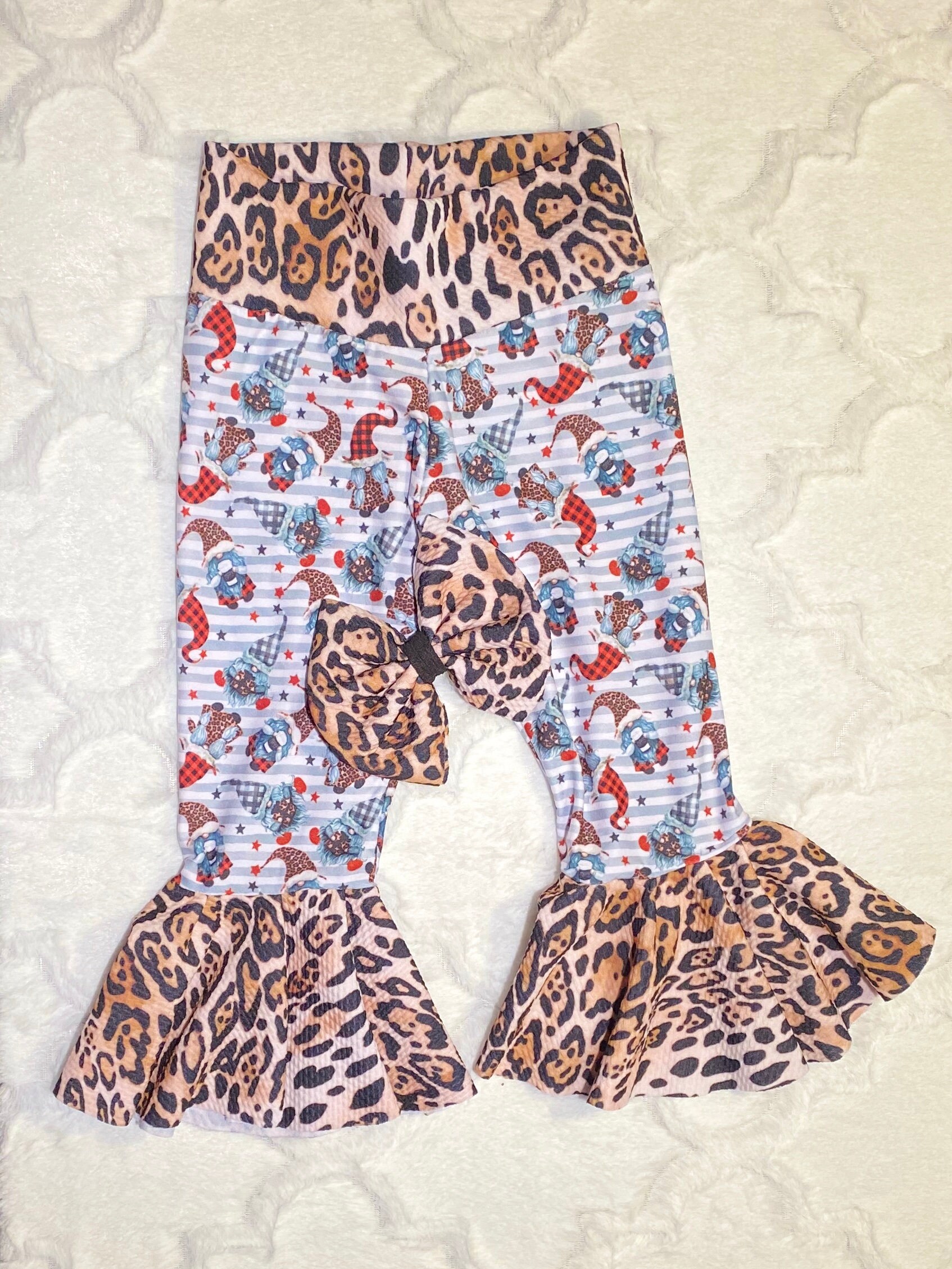 Christmas bell bottoms girls pants gnome bells | Etsy
