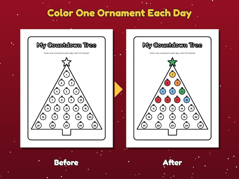 Tree Countdown Poster Christmas Countdown Tree Printable, Advent Calendar Tracker for Kids - Etsy