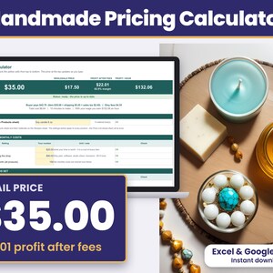 Handmade Pricing Calculator Spreadsheet, Product Cost and Profit Margin, Wholesale Retail Pricing, Excel and Google Sheets