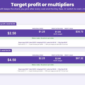 Pricing method choice: set the profit you want per sticker, or use wholesale and retail multipliers