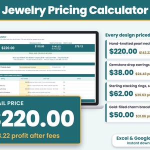 Jewelry Pricing Calculator Spreadsheet, Jewelry Price Sheet, Wholesale Retail Price, Etsy Fees, Excel and Google Sheets