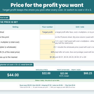 Pricing method choice: set the profit you want per print, or use wholesale and retail multipliers