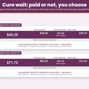 Cure wait time: choose whether the hours on the turner are paid or left out of the price