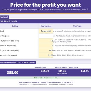 Pricing method choice: set the profit you want per resin piece, or use wholesale and retail multipliers