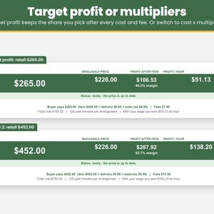 Pricing method choice: set the profit you want per arrangement, or use wholesale and retail multipliers