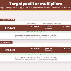 Pricing method choice: set the profit you want per board or per guest, or use wholesale and retail multipliers