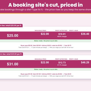 Booking site fee priced in: type the percentage a booking site takes and the balloon garland price rises so you keep the same share