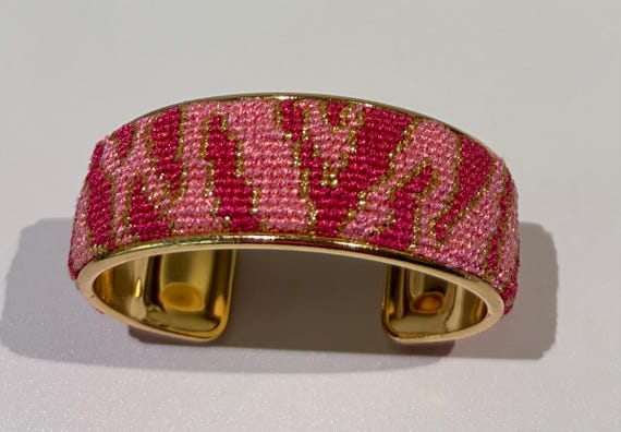 Gold Cuff Zebra Print - Watermelon and Coral